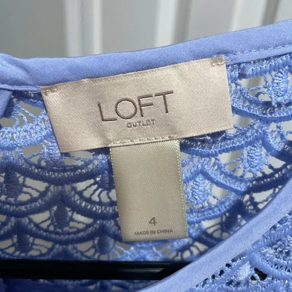 Light Blue Lace Dress with High Neckline - Picture 2 of 4